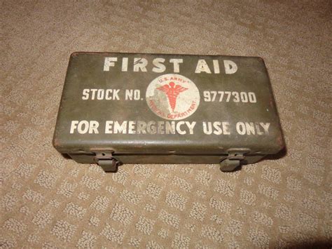 old metal band aid box military|first aid kit metal box.